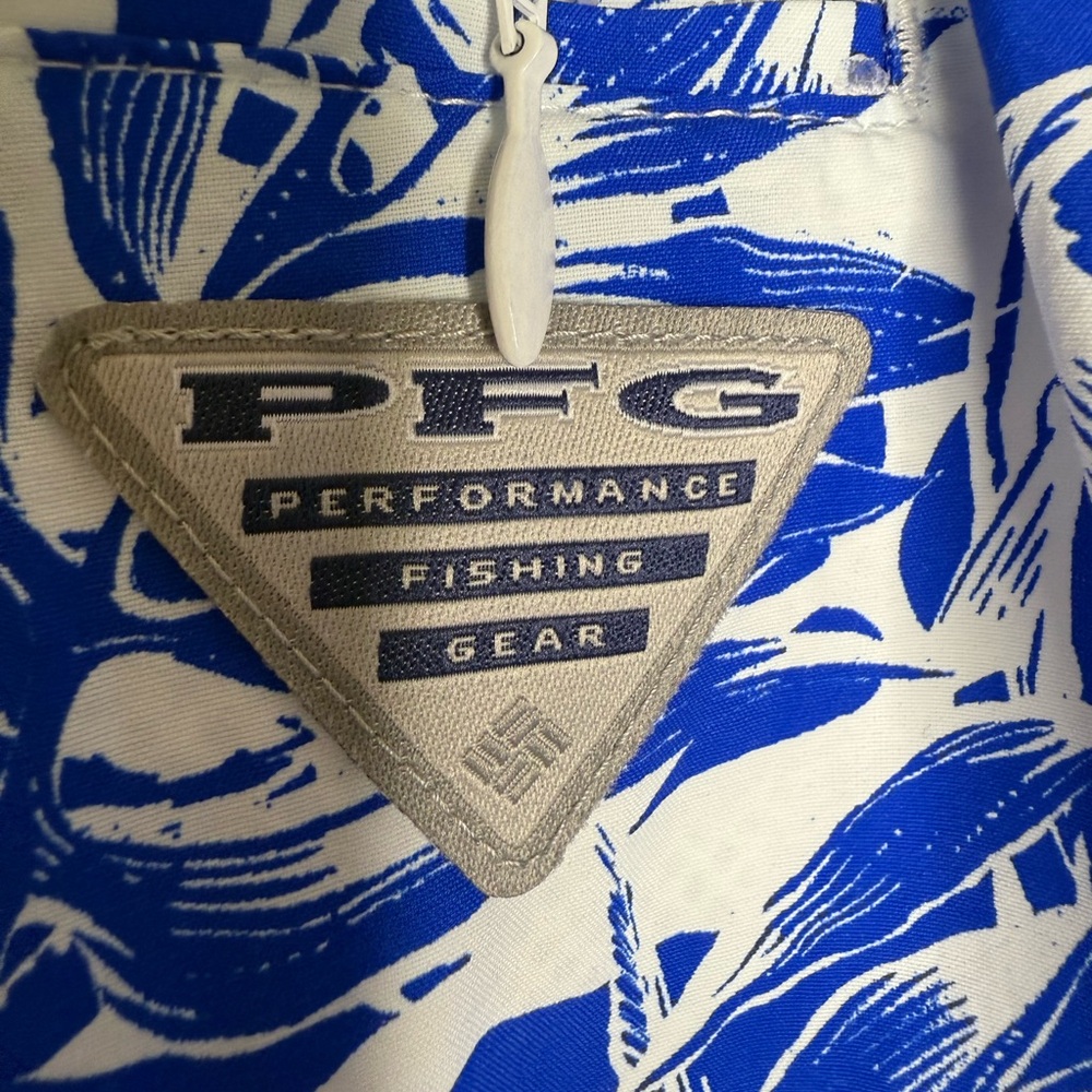 Columbia Men’s PFG Mesh Lined Shorts Tropical Blue Leaf, size large - Picture 3 of 6
